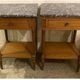 Louis XVI style bedside tables in solid walnut and grey marble