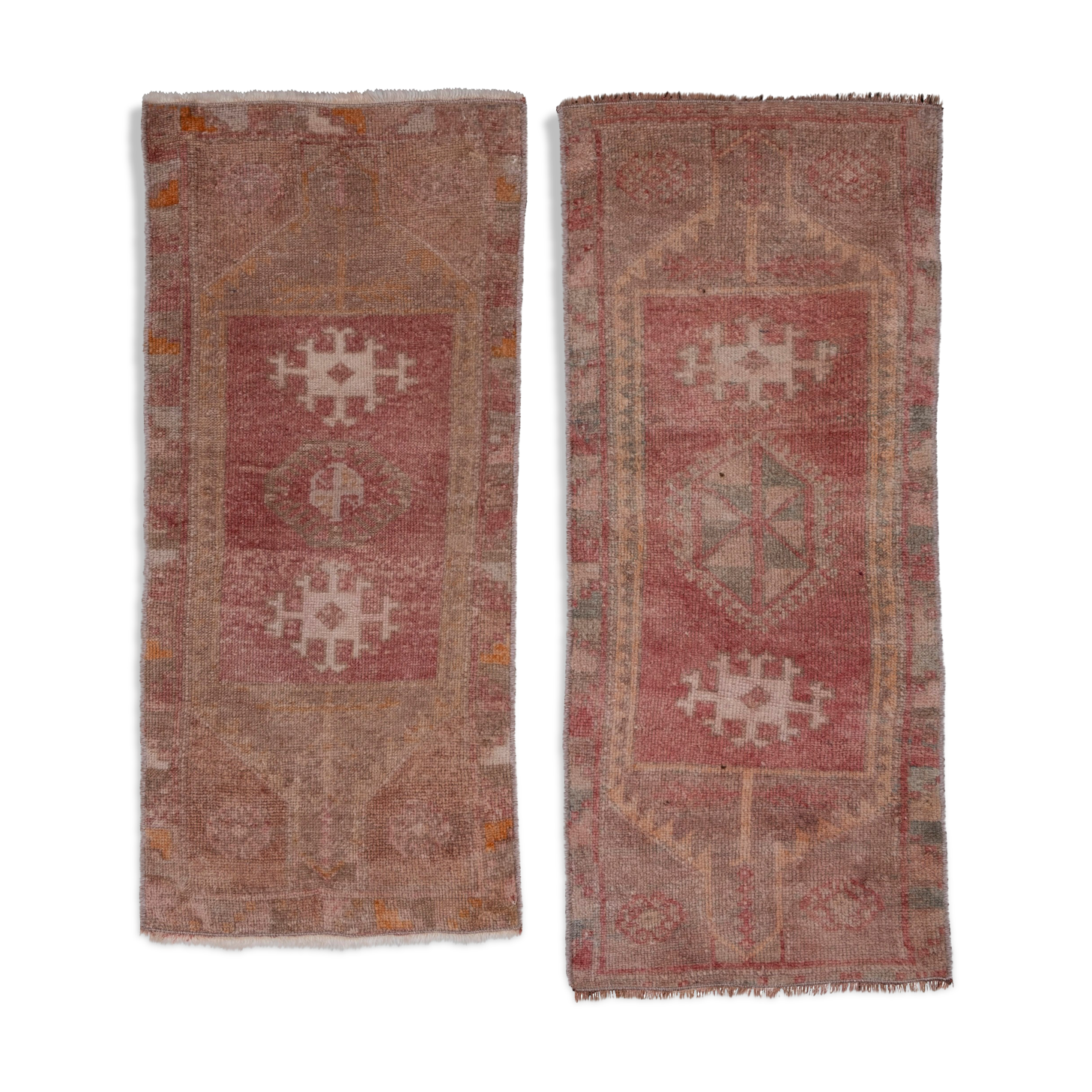 Set of 2 turkish rugs, 1970s, 44 x 102 - 44 x 94 cm