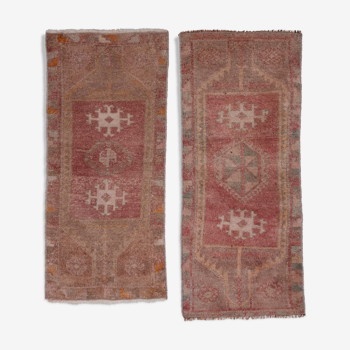 Set of 2 turkish rugs, 1970s, 44 x 102 - 44 x 94 cm