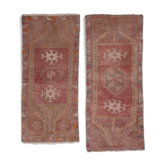Set of 2 turkish rugs, 1970s, 44 x 102 - 44 x 94 cm