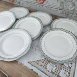 Lot de 7 assiettes à dessert en faïence Longwy France modèle Trianon