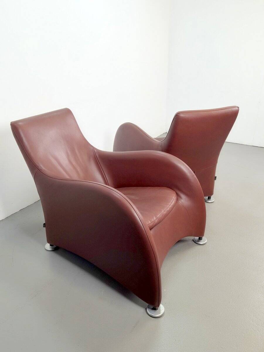 Loge Lounge Chairs in Leather by Gerard van den Berg for Montis, 1990s, Set of 2