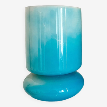 Lampe en verre soufflé bleu vintage 90