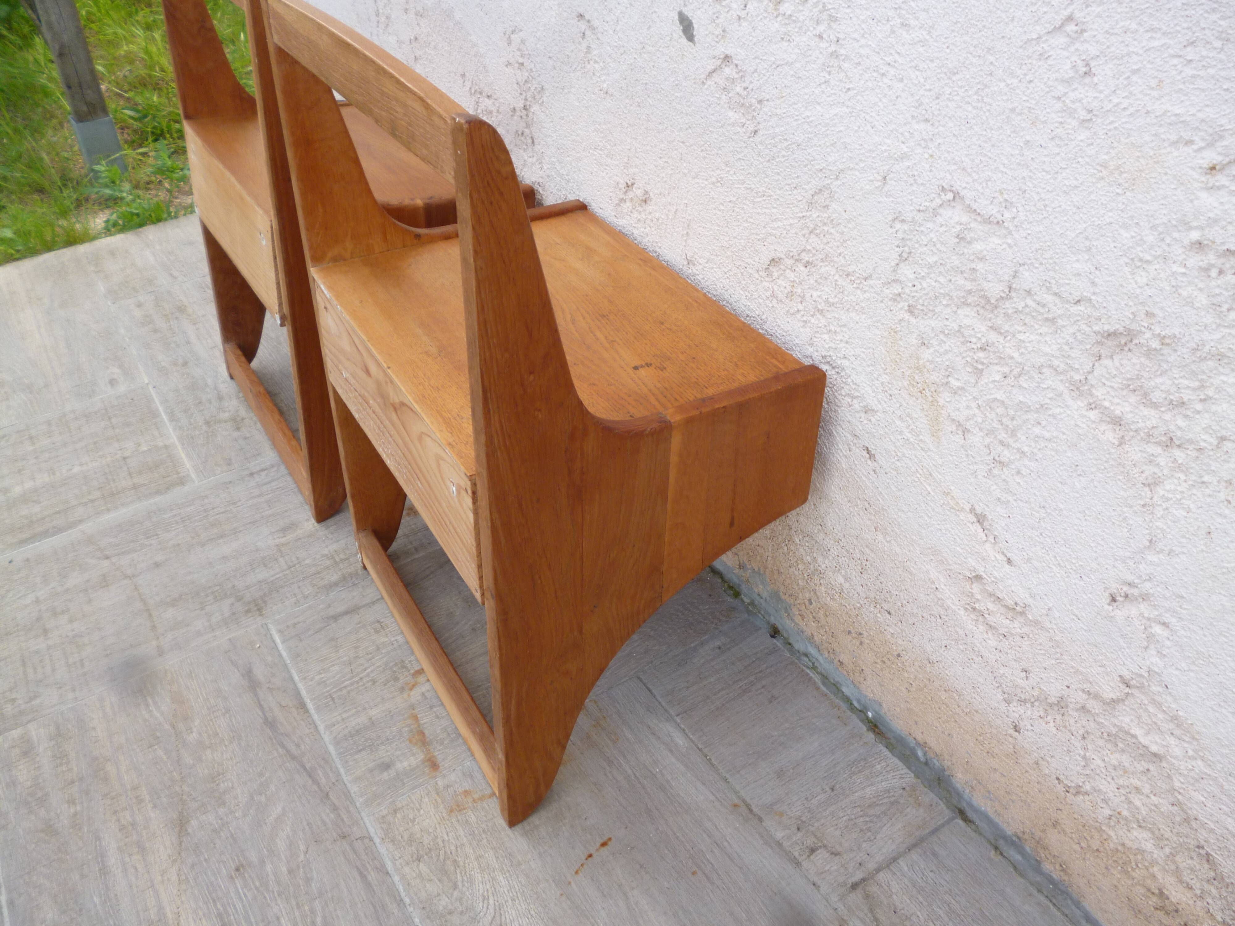 Pair of vintage solid wood hanging bedside tables