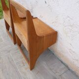 Pair of vintage solid wood hanging bedside tables
