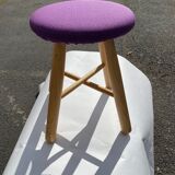 Tabouret TAG en frêne assise violette