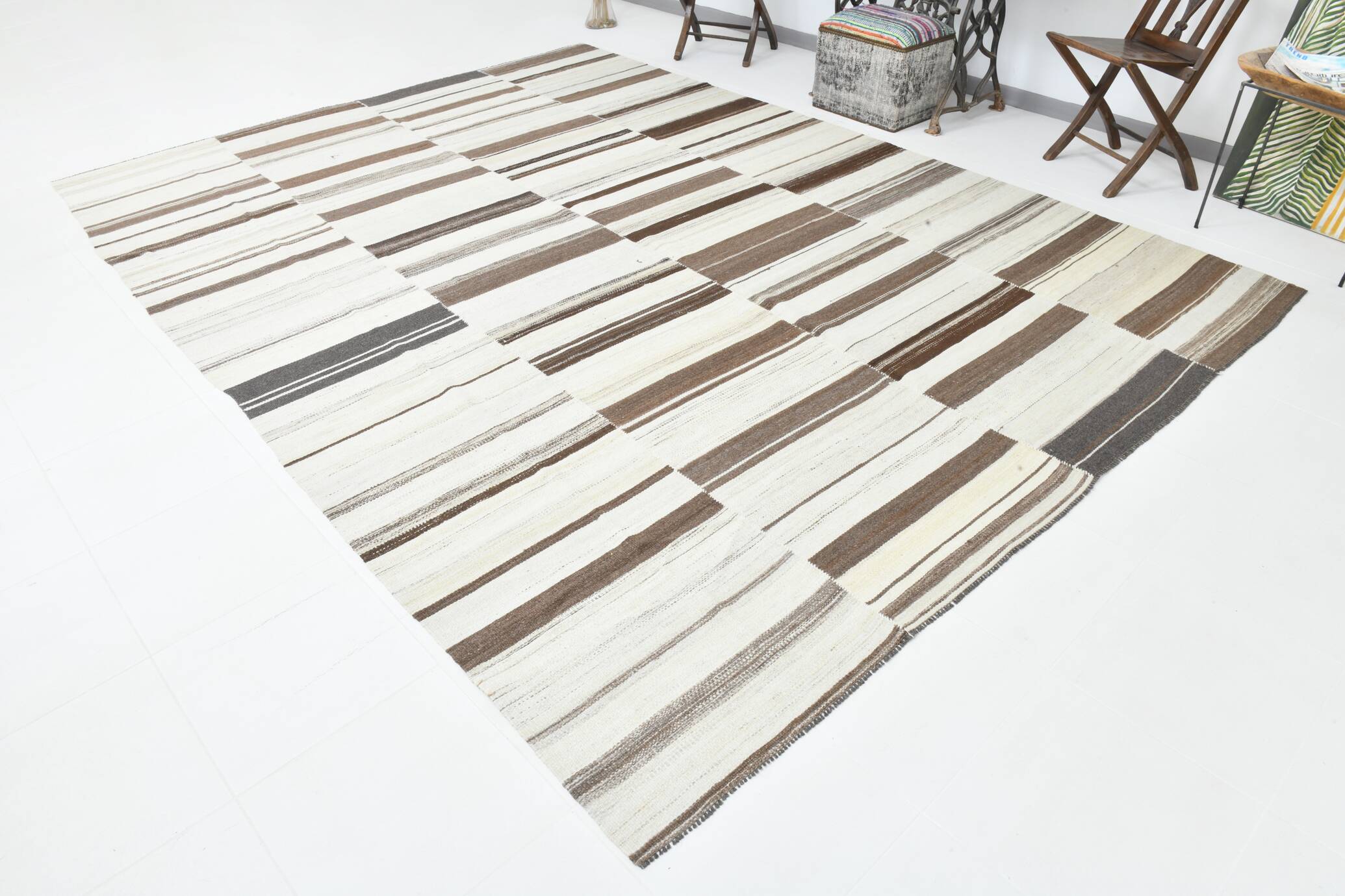 9x12 Rug For Living Room Soft Beige & Brown Turkish Rug, 267x369Cm SK 33650