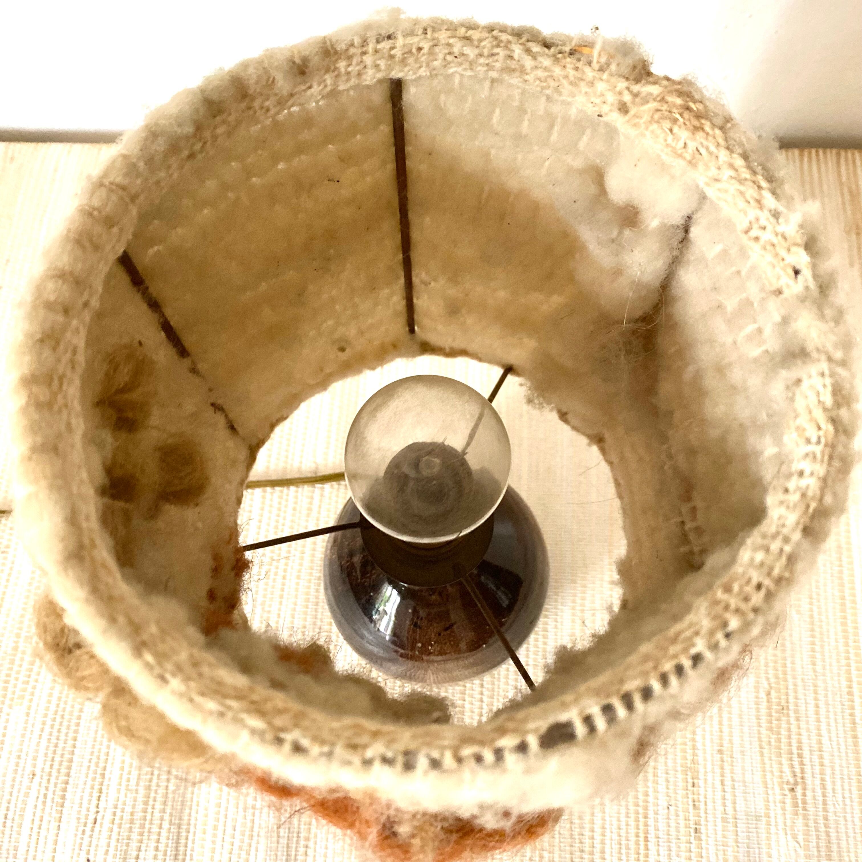 Vintage ceramic and wool lamp, 70s