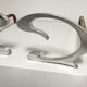 Pair of andirons in brushed steel and metal edition Jean-Paul Créations circa 1970