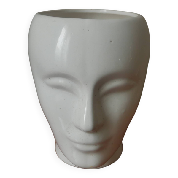 Vase en céramique tête visage vintage space age design années 70 curiosité pot décoration atelier