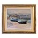 Mid-Century Modern Swedish "Calm Shore" Vintage Coastal Oil Painting, Framed