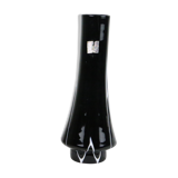 Black and white tempered glass vase, vintage 1960