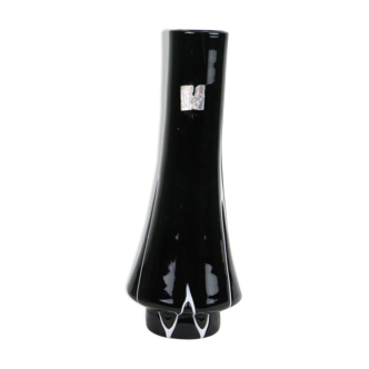 Black and white tempered glass vase, vintage 1960