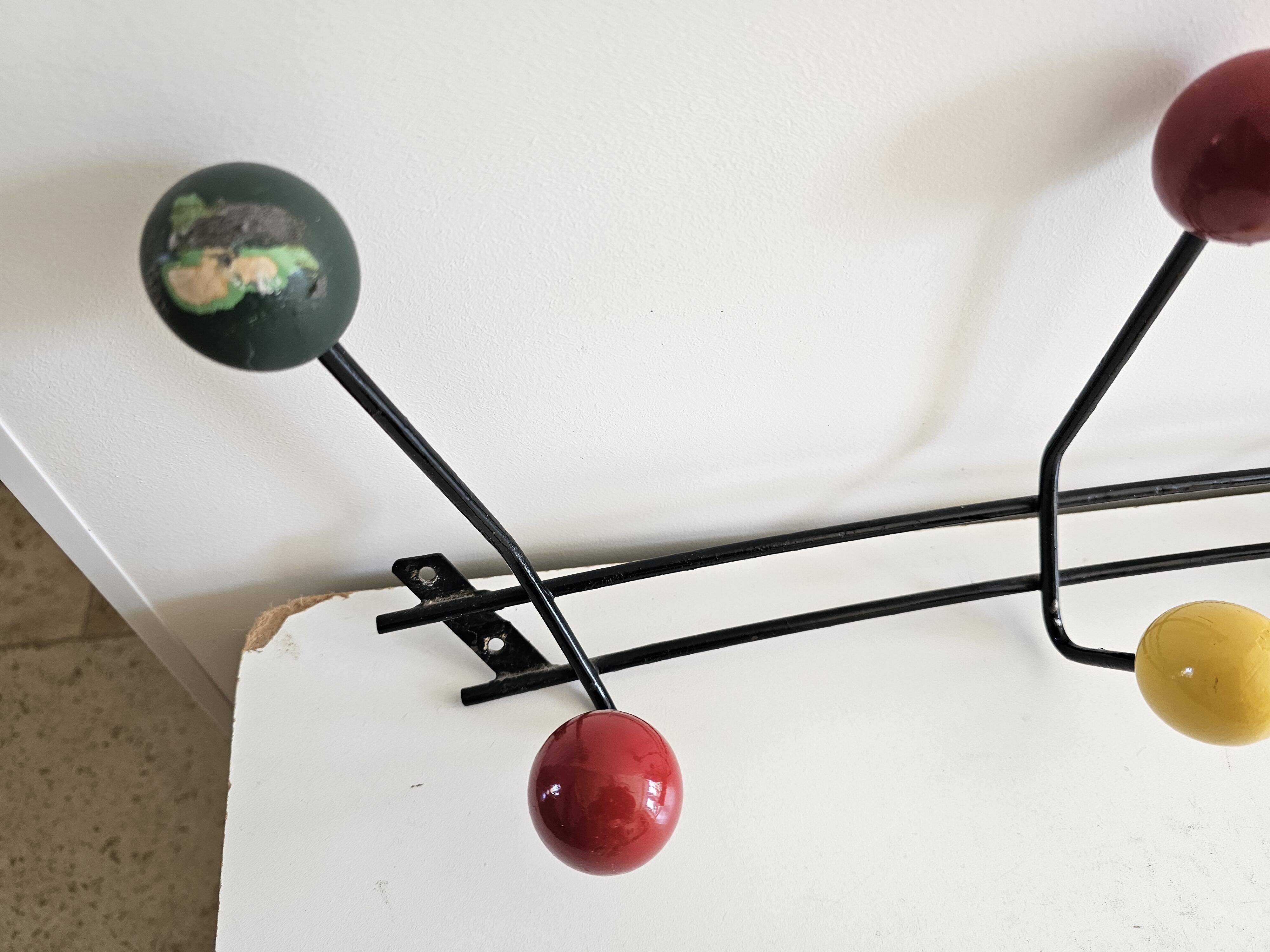 Porte manteaux 8 patères boules - Design Roger Feraud vintage Années 60's
