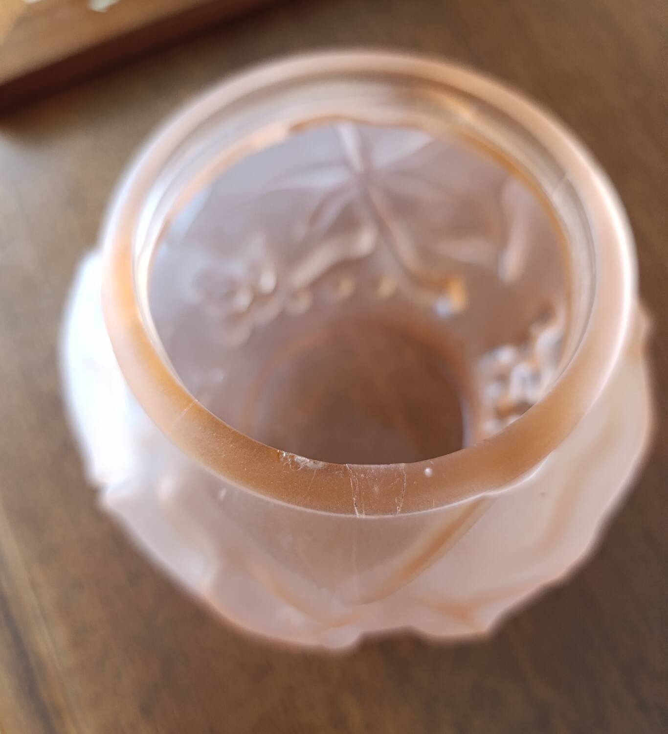 Art Deco pink glass paste ball vase