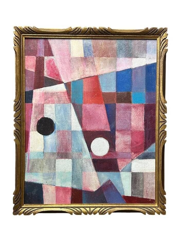 1970 Abstract Original Oil Painting, Framed