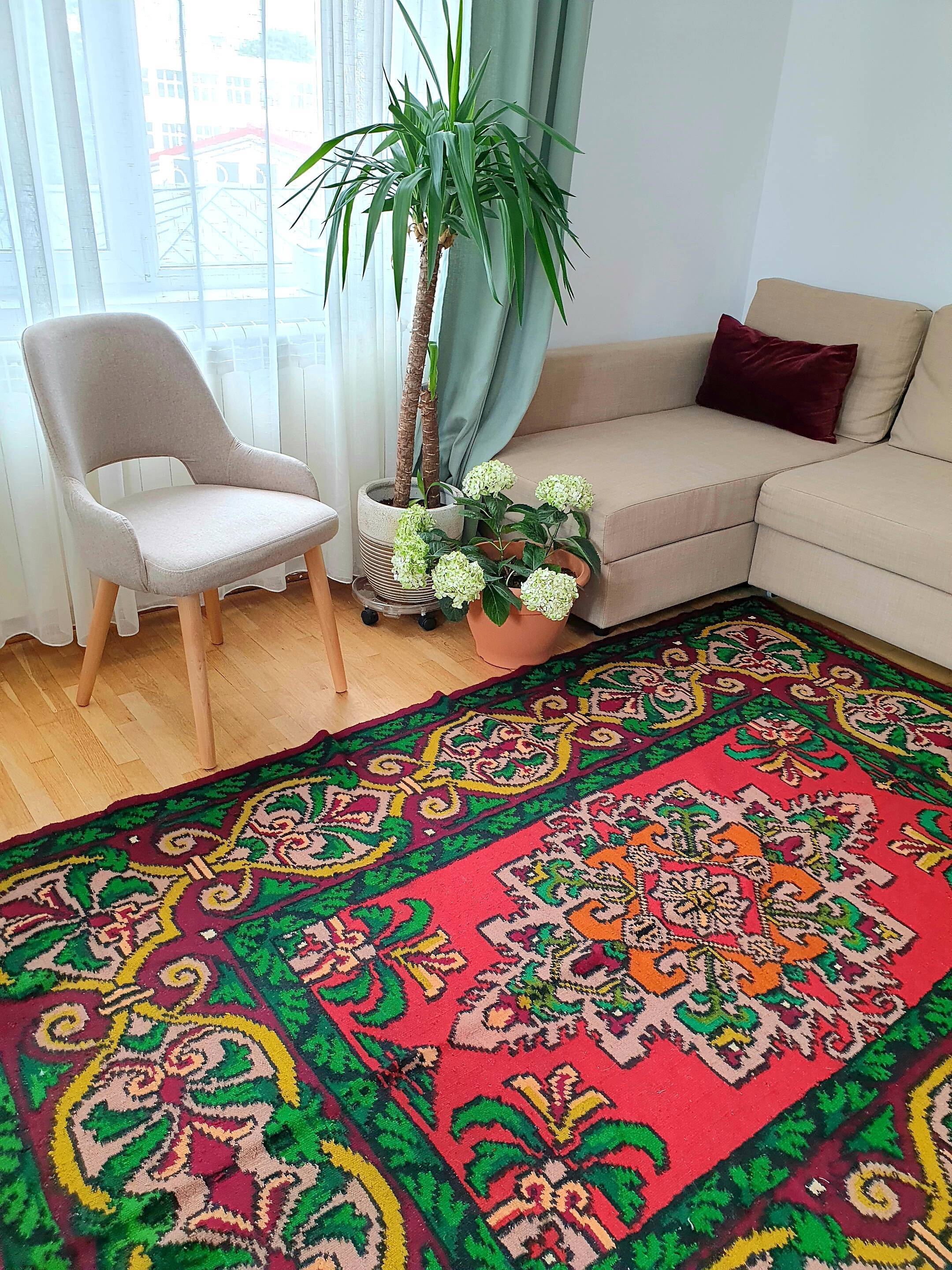 Tapis en laine roumain fait à la main, 247X177 cm