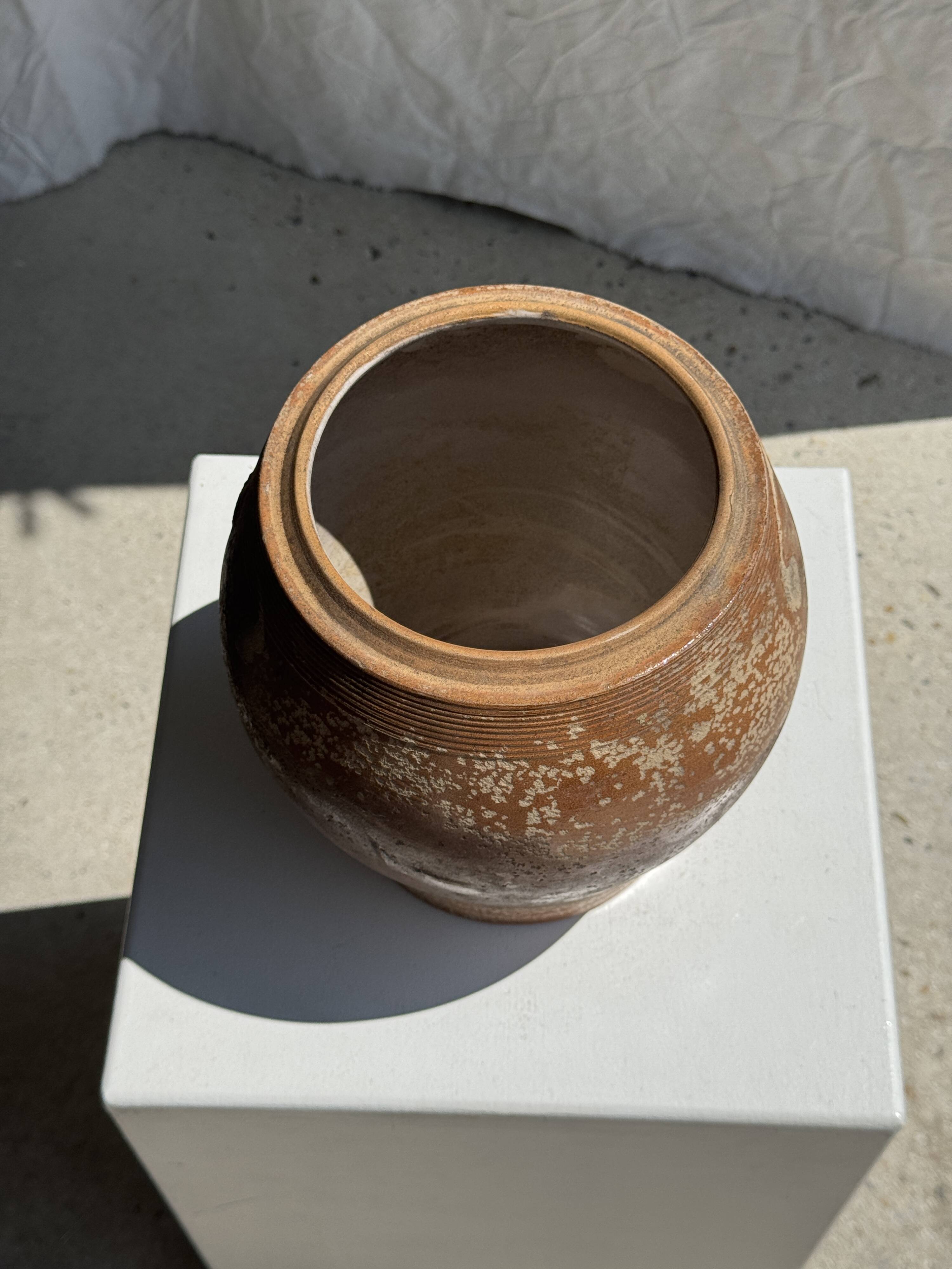 Large oval stoneware lidded pot H24