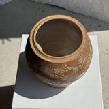 Grand pot à couvercle en grès ovale H24