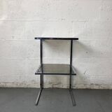 End table in chrome and smoked glass