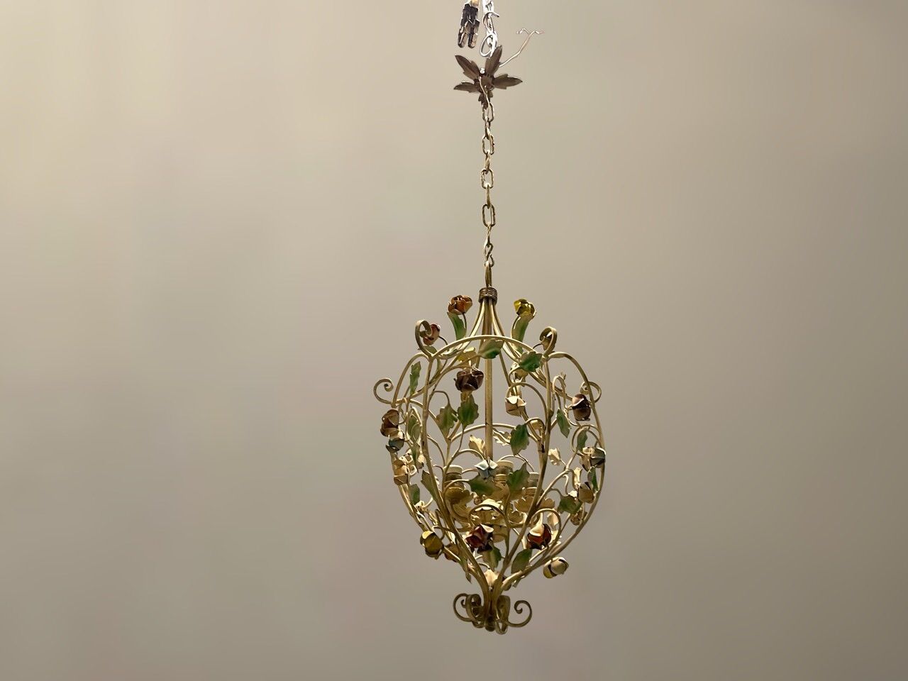 Italian Tole Flower Chandelier, 1960s