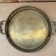 Antique openwork brass serving tray + flower handles vintage kitchen