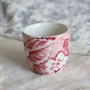 Antique English Burleigh Victorian Chintz Red Earthenware Egg Cup
