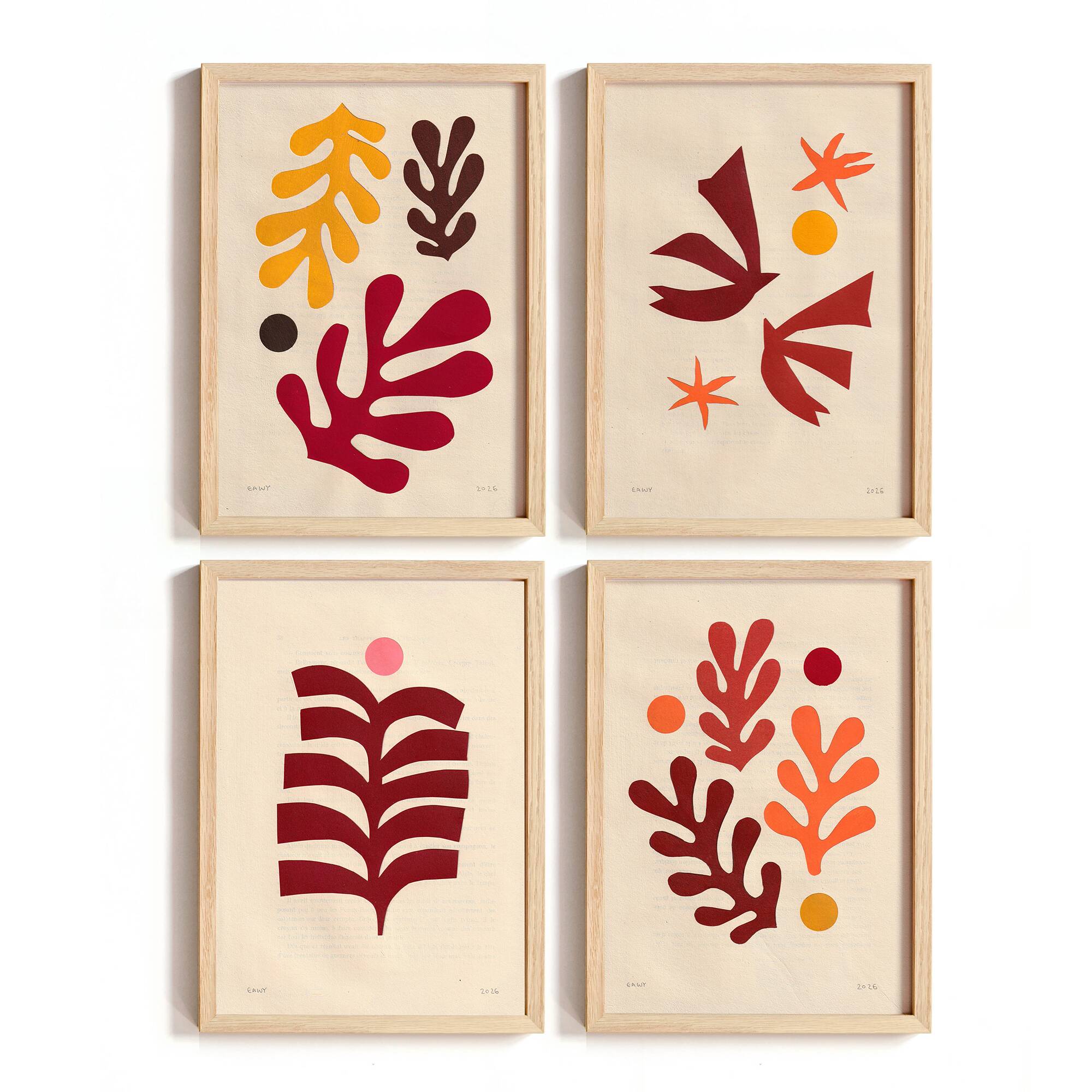 Collection de 4 collages d'inspiration Matisse signée Eawy