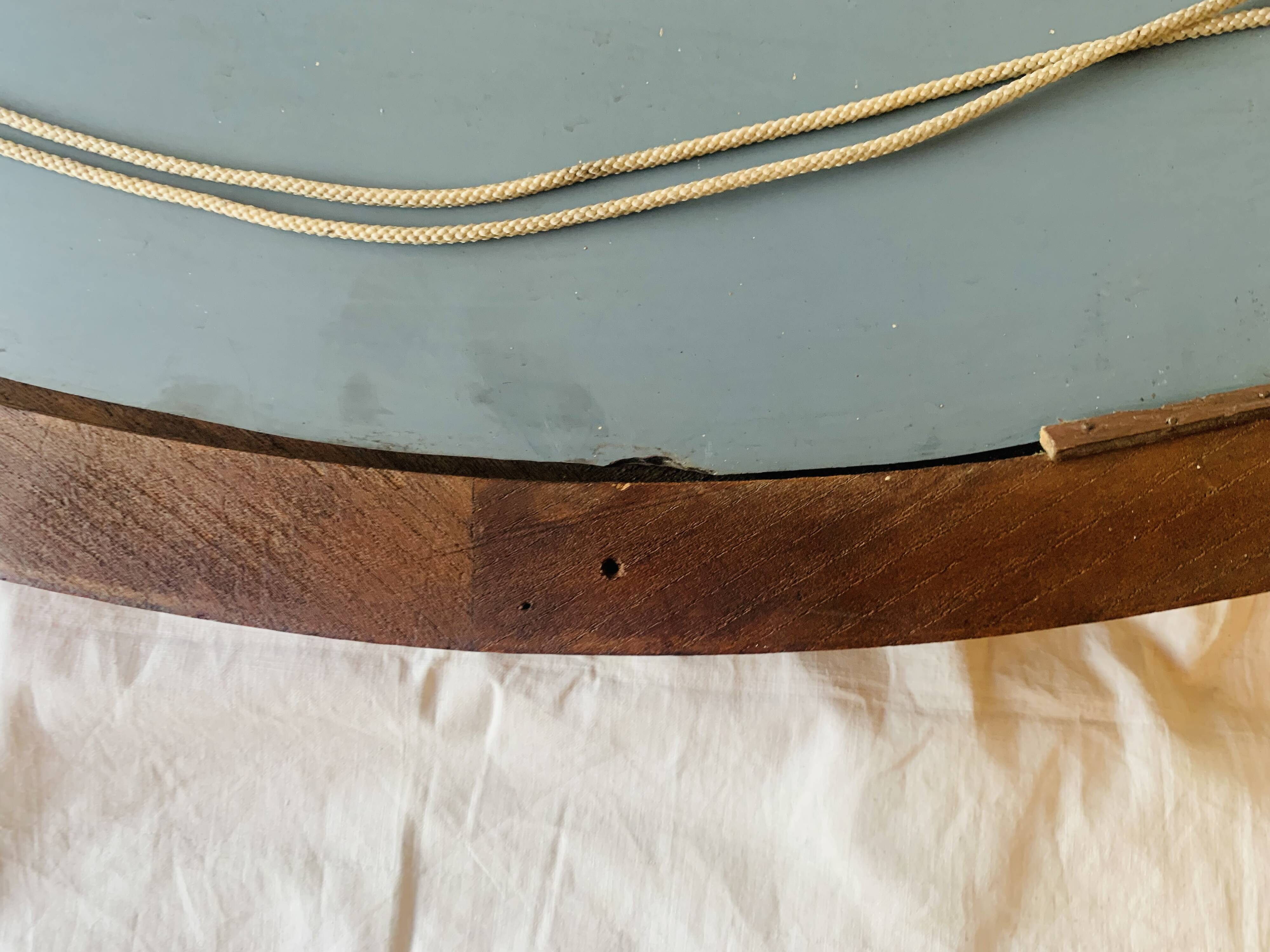 Large Art Deco oval mirror in carved wood - 87 x 53 cm