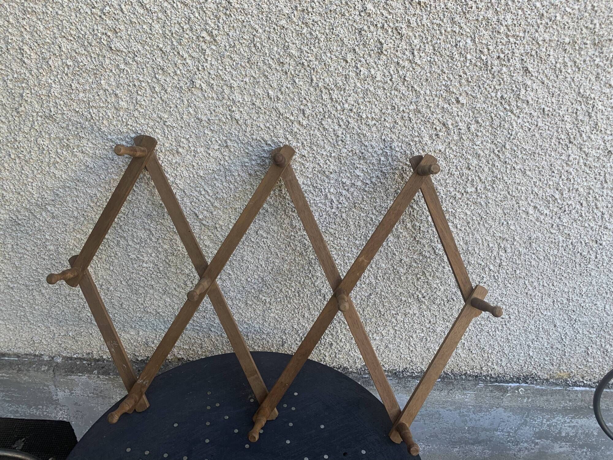 Wall coat rack in wood accordion 10 old hooks