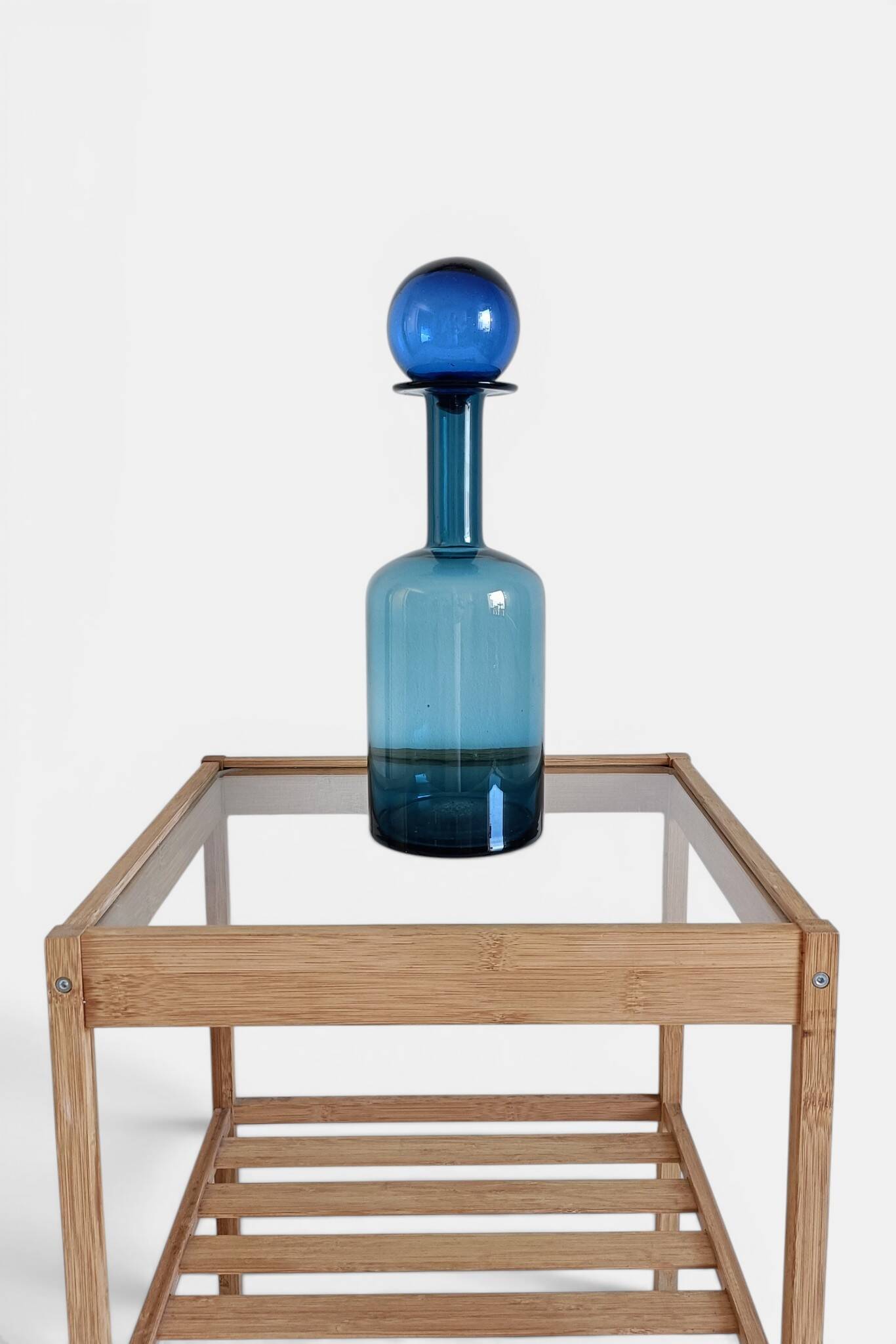 Scandinavia Modern Otto Bauer for Holmegaard Blue Glass Bottle Decanter