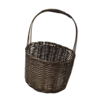 Silver metal woven basket