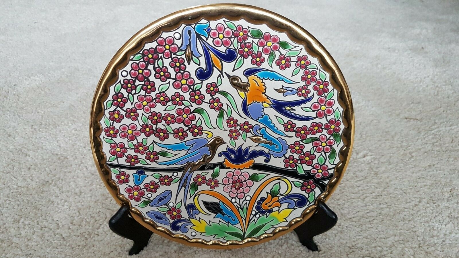 Hand-painted cearco dish with enamels and gold