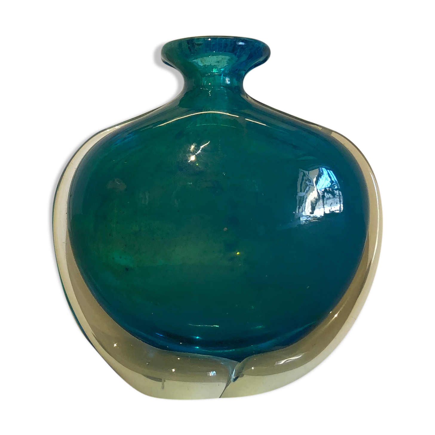 Gold blue glass bottle