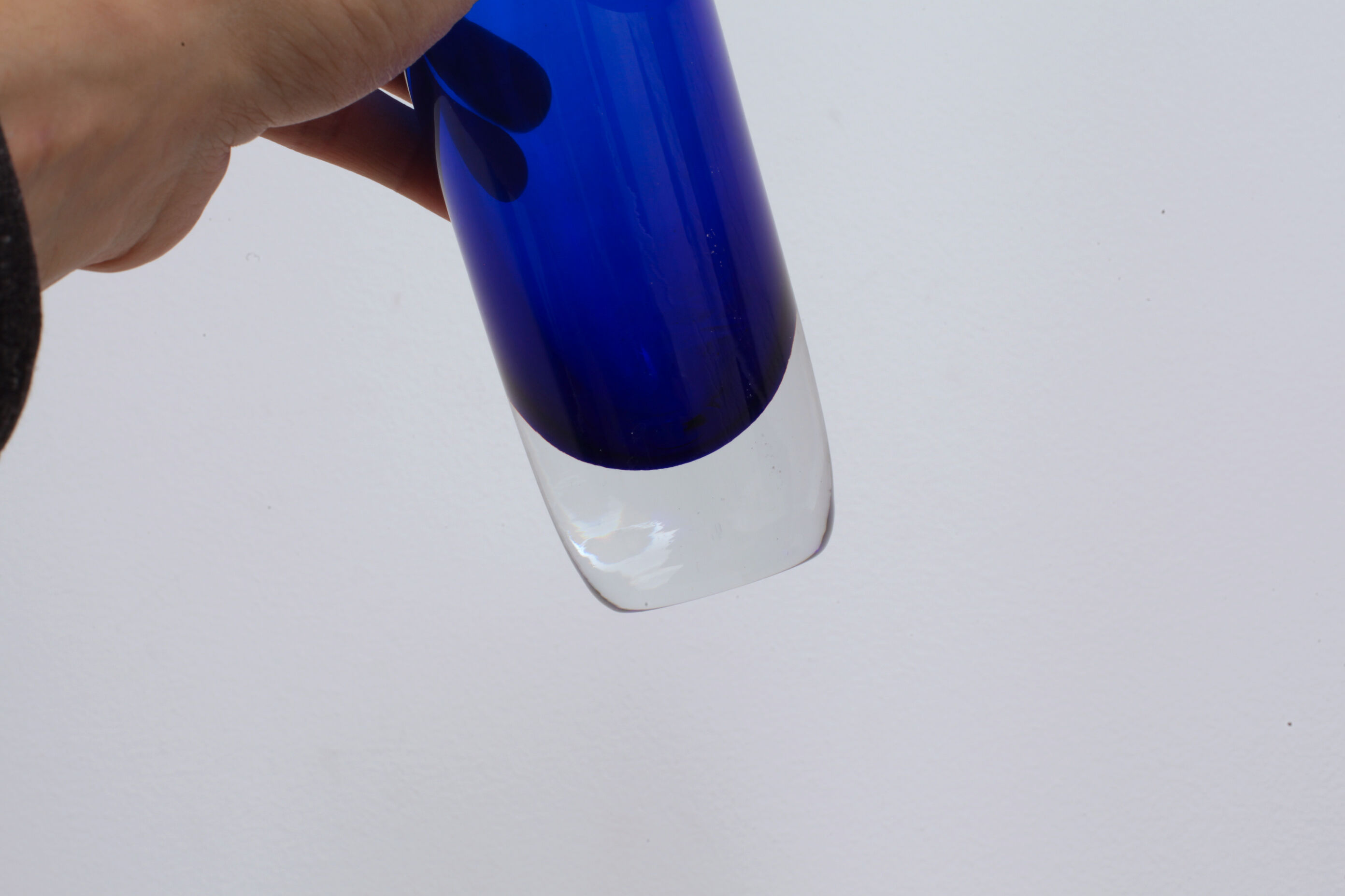 Thick blue glass vase