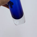 Vase verre bleu épais