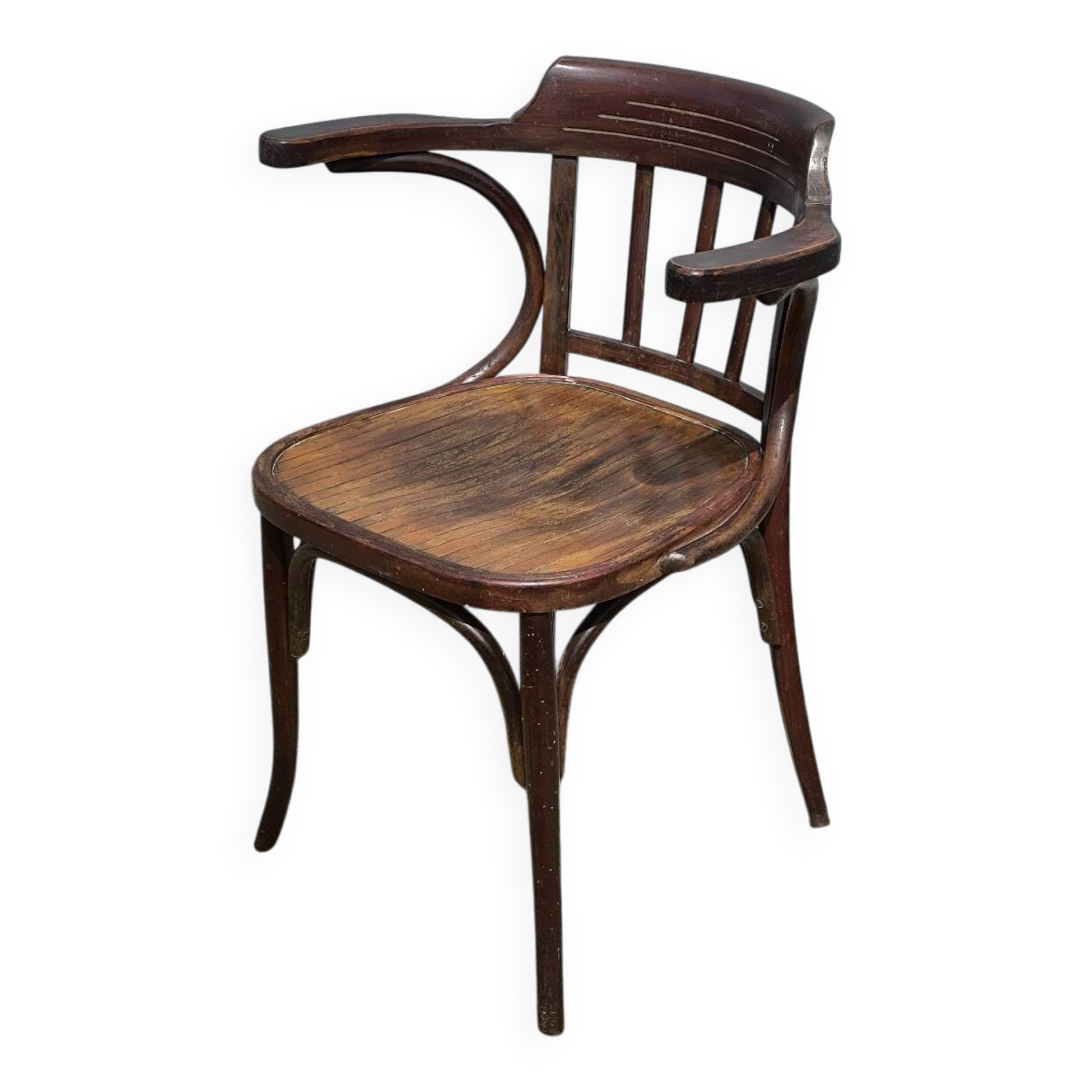 Authentic vintage Baumann turned wood armchair