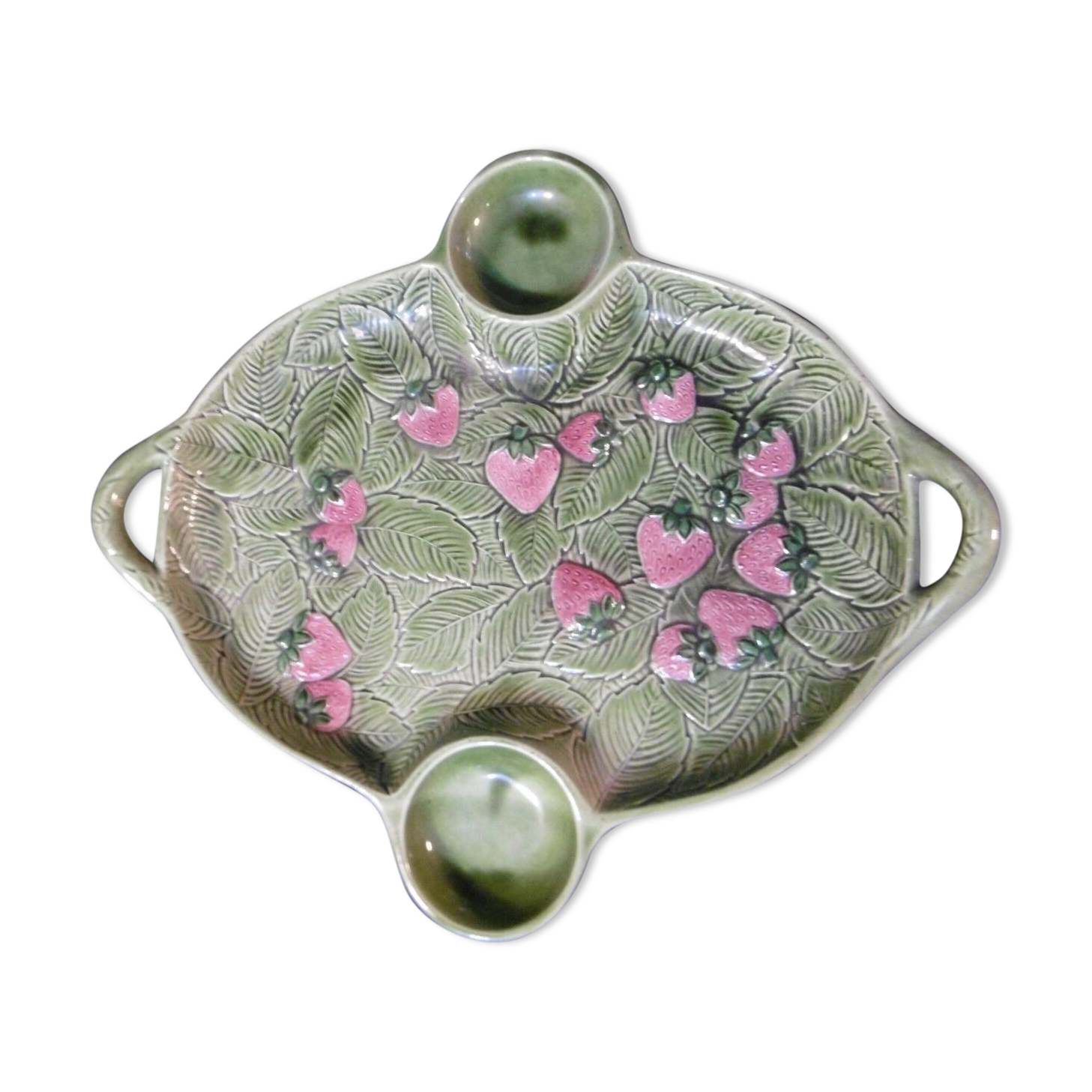 Dish plate with aperitif compartment vintage strawberry décor
