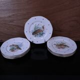 Set of 9 flat plates Limoges Fish service