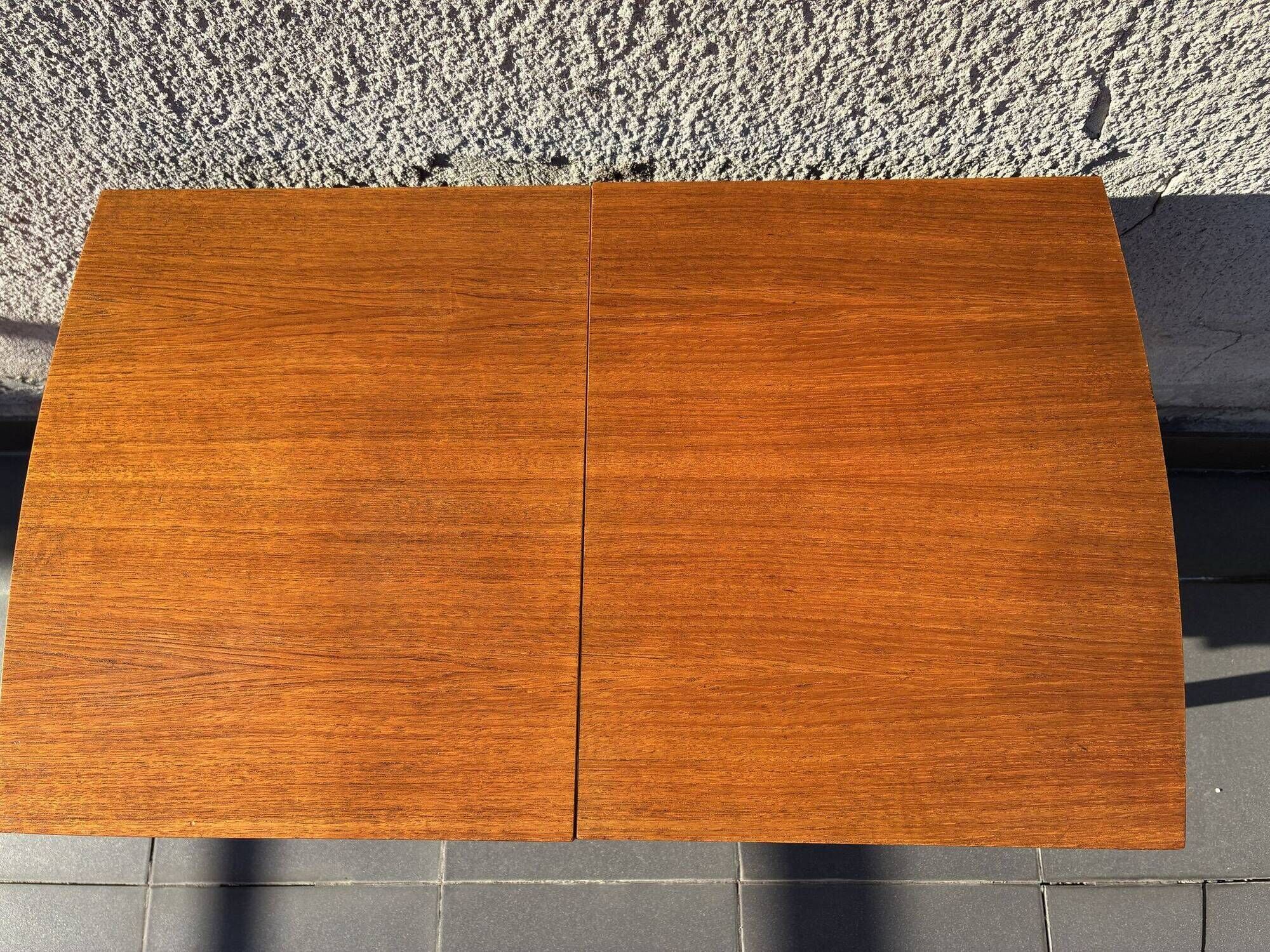 Danish teak sewing table with wicker basket, 1960s