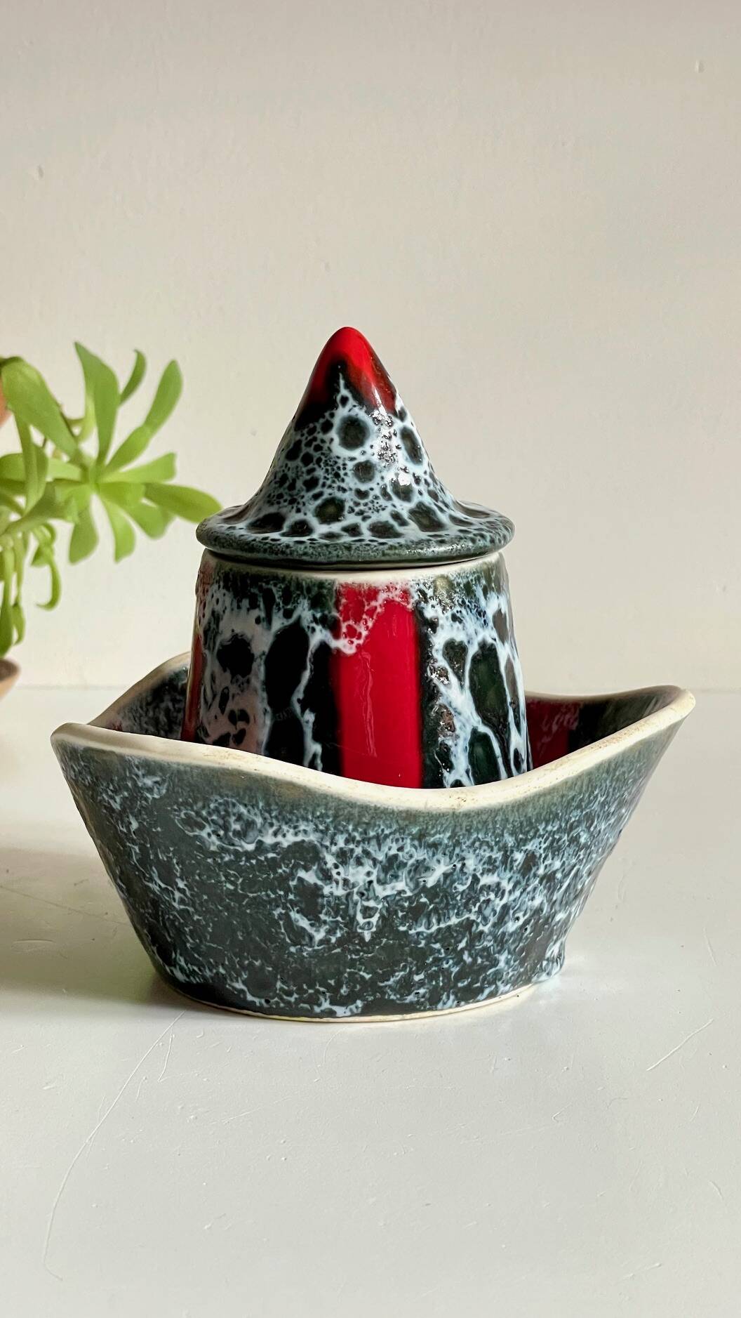 Vintage Vallauris ceramic candy and sugar bowl