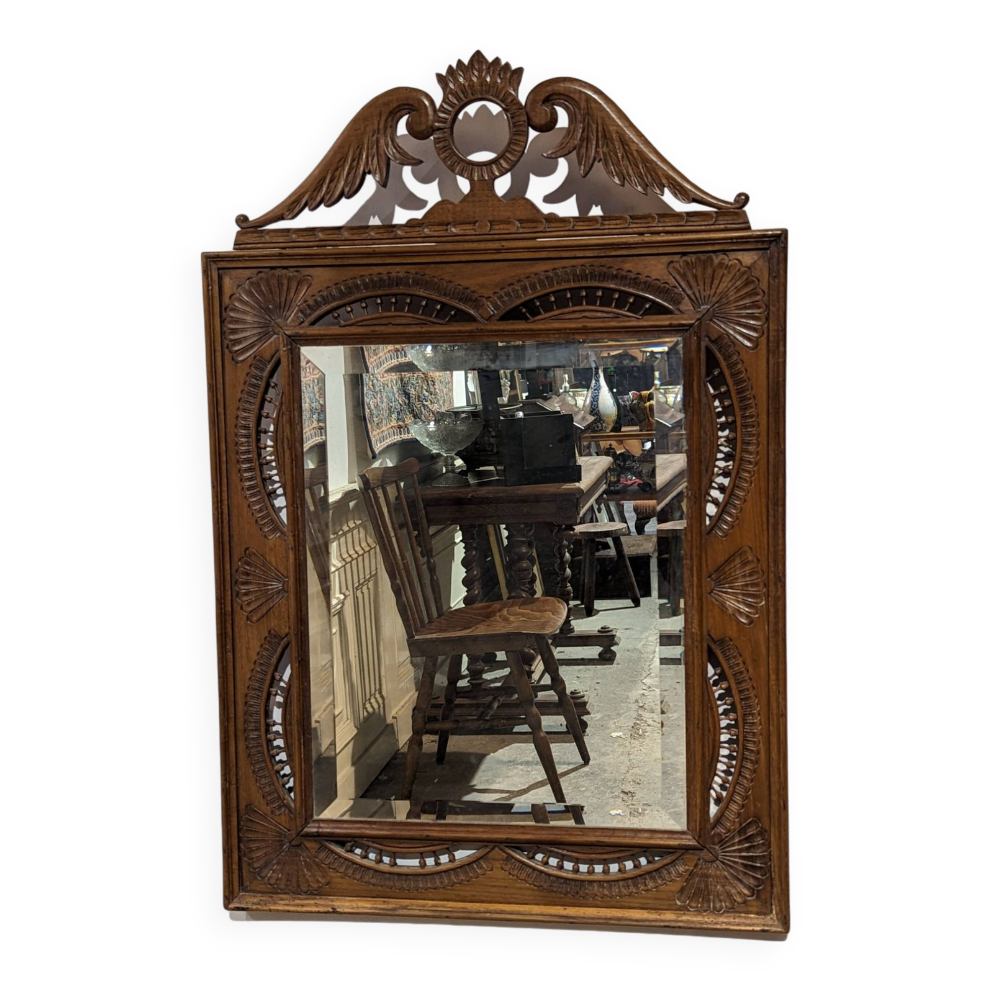 Breton openwork walnut mirror