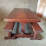 Ensemble table de ferme et 2 bancs