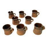 Service à café vintage de 8 tasses en grès