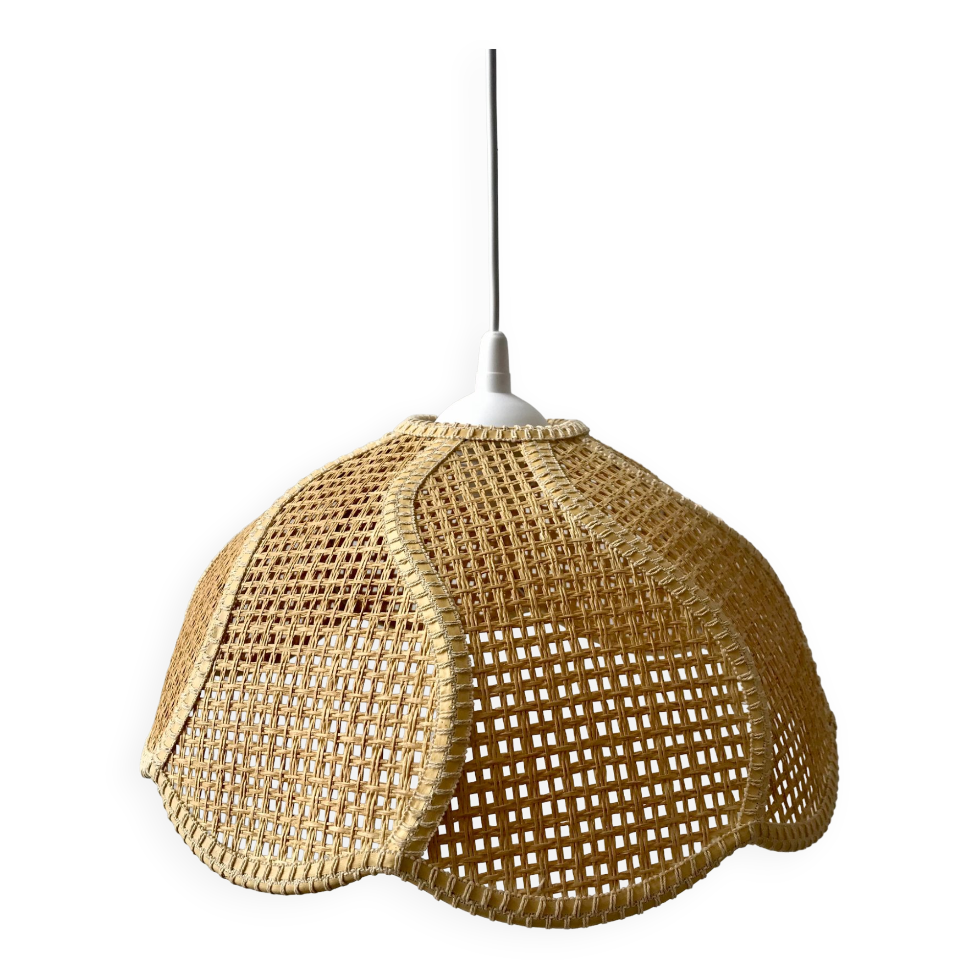 Lotus suspension / rattan petal and vintage beige canning 60s-70s
