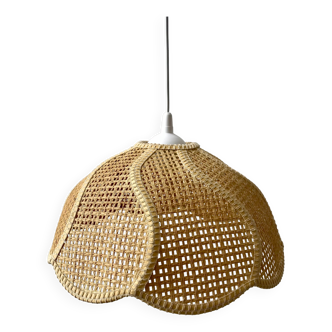 Lotus suspension / rattan petal and vintage beige canning 60s-70s