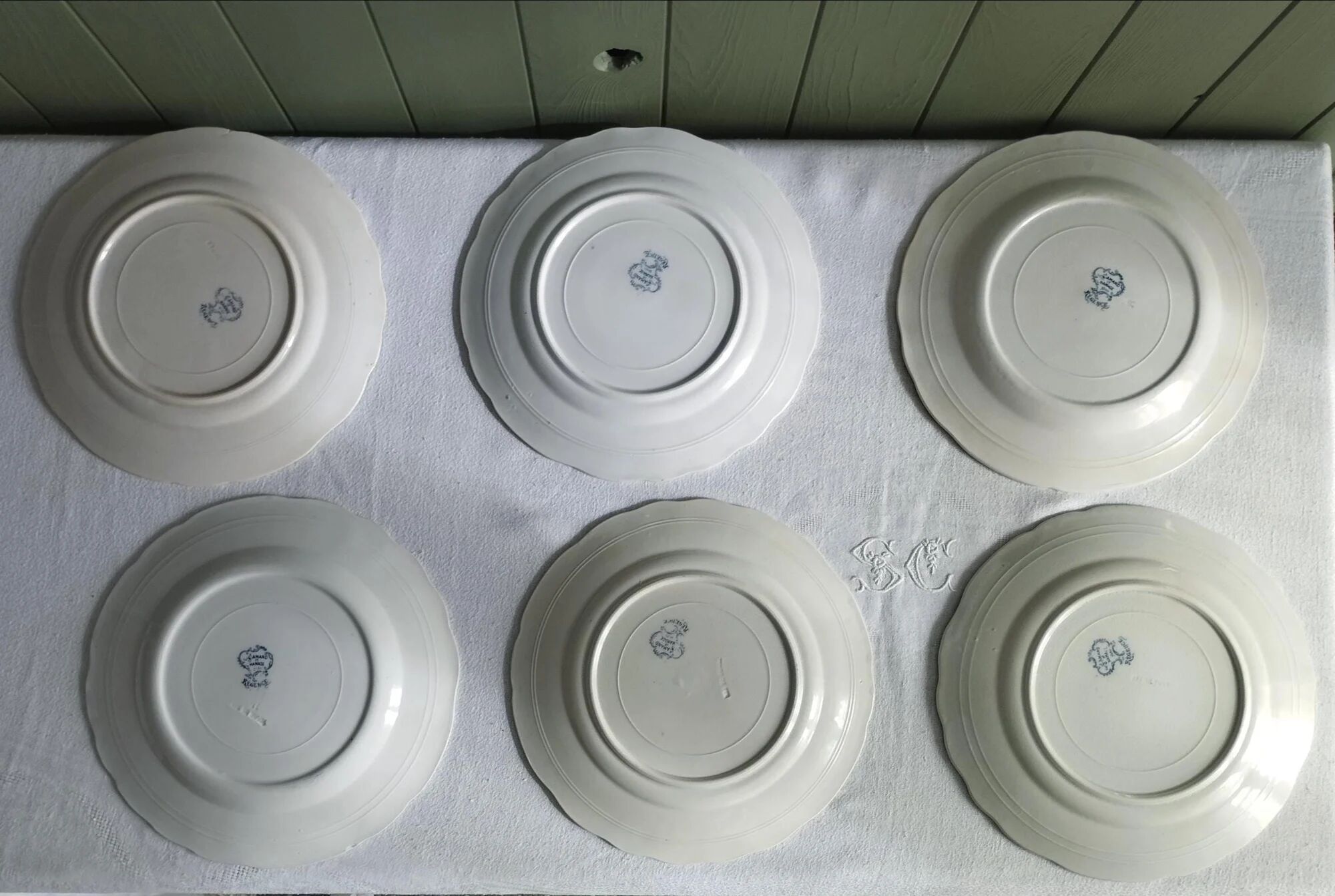 "Regency" - 6 flat plates ironstone St-Amand & Hamage