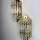 Pair of Venini wall lights, Murano cut glass, circa 1970s, Italy