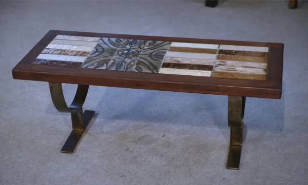 Ceramic and fir coffee table, 1960s