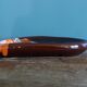 Shell-shaped catchall or butter dish in flamed ceramic style Vallauris.